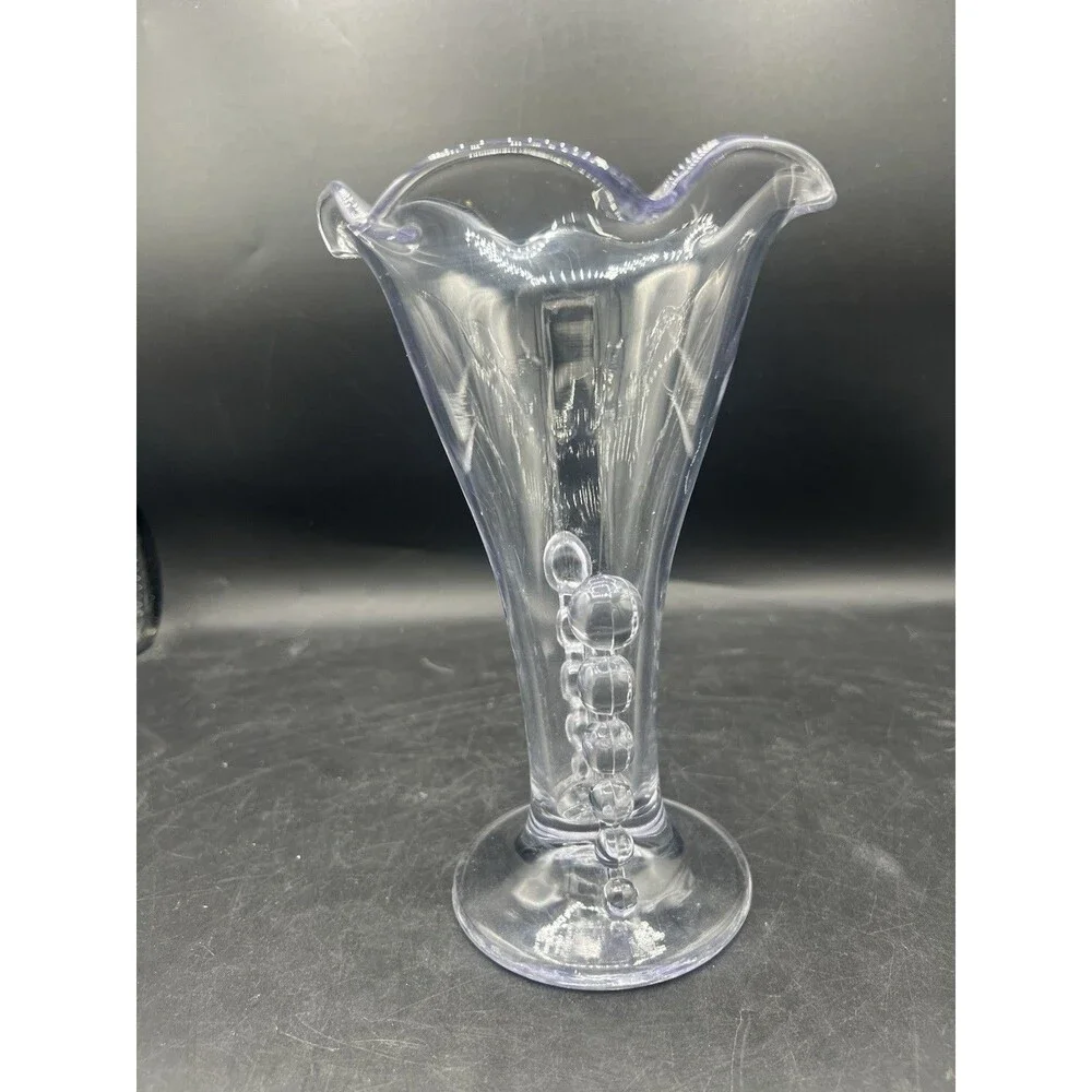Vintage Imperial Glass Candlewick Crimped Flower Vase 8 1/8